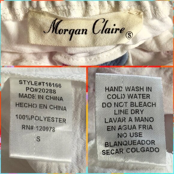 Morgan Claire Multi White Off Shoulder Ric-Rac Trimmed Ruffled Tiered Top Size S - Picture 7 of 10